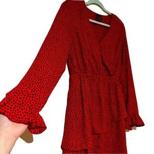 Fun & Flirt Red Ruffle Mini Dress